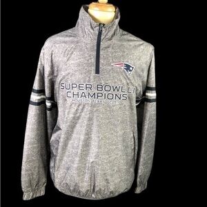 New England Patriots Mens Gray L Super Bowl LI Champions 1/4 Zip Windbreaker NWT